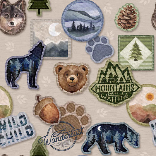 Family Fabrics - Flora and Fable - Woodland Patches