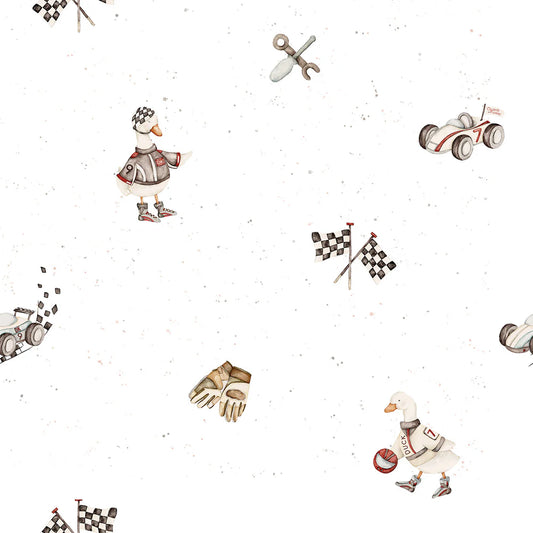 Family Fabrics -  Brush & Bear - Pit Quack Off White