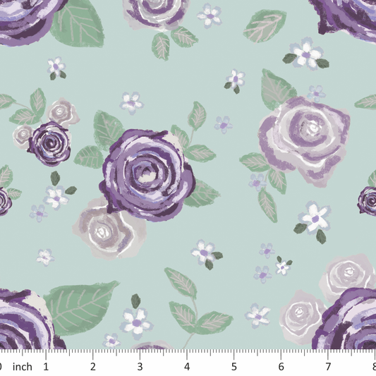 Tatra Cottage - Lilac Roses on Mint - Coordinating Designs Available