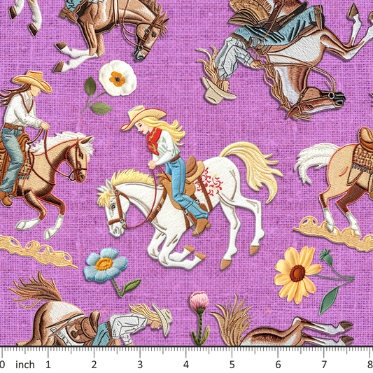 Bonnie's Boujee Designs - Cowgirls Horses on Purple
