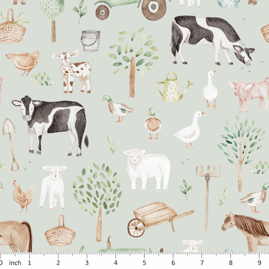 Lumelo and Ginger - Bramble Farm - on Light Mint - Farm Animals