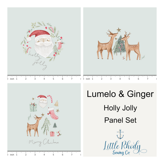 Lumelo and Ginger - Santa and Friends on Chalk - 3 Panel set - 58x36"