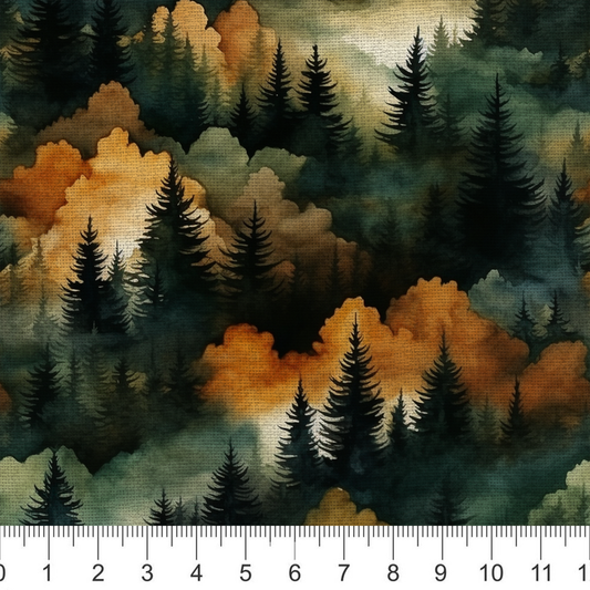 Green and Orange Linen Forest