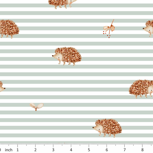 Lumelo and Ginger - Hedge - Mint Stripes - Hedgehogs