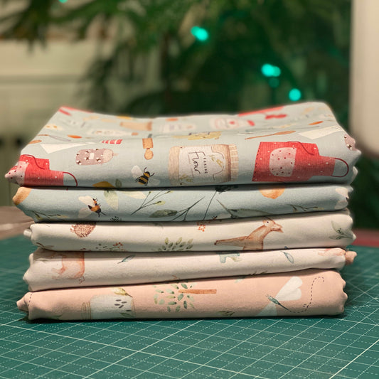 5 yds - Cotton Lycra Jersey - Lumelo & Ginger Bundle - Reactive Printed