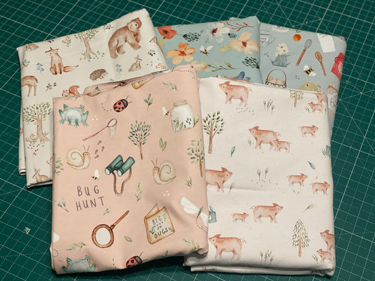 5 yds - Cotton Lycra Jersey - Lumelo & Ginger Bundle - Reactive Printed