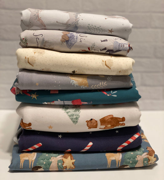 Bundle 25 -  5+ yds Reactive-printed and Family Fabrics Bundle - Winter Themed
