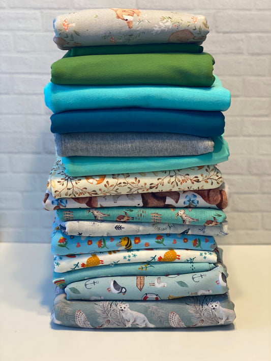 Bundle 15 - Reactive-printed, Family Fabrics, and European-Printed Bundle - 15 yds