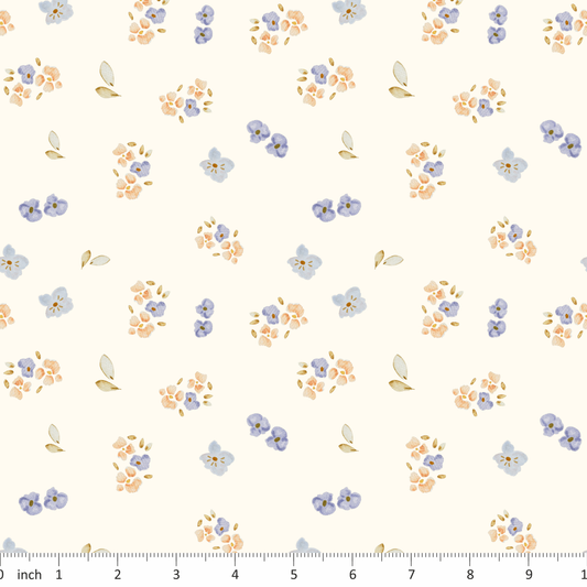 Lumelo and Ginger - Flowers on Ecru - Shack Coordinate - Floral