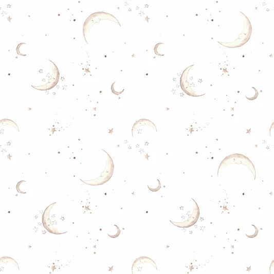 Family Fabrics - Moon & Stars Off White