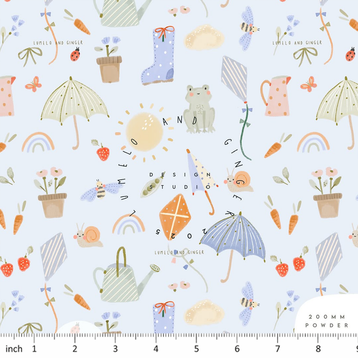 Lumelo and Ginger - Spring Sprung - on Light blue