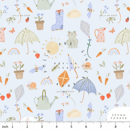 Lumelo and Ginger - Spring Sprung - on Light blue