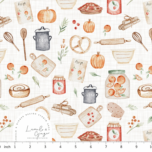 Lumelo and Ginger - Aubrey - on Textured Beige - Autumn Baking - Cozy Fall Days