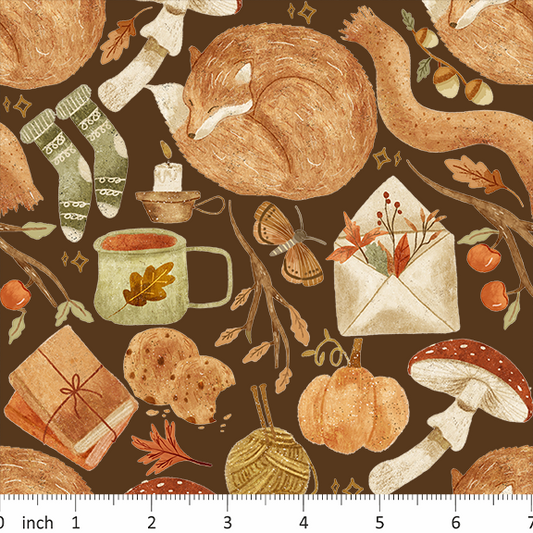 Claire Eddie Art - Fallow - on Brown - Sweater Weather - Autumn Fox