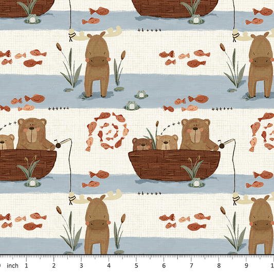 Beeky Illustrations - Bear Fishing Stripes