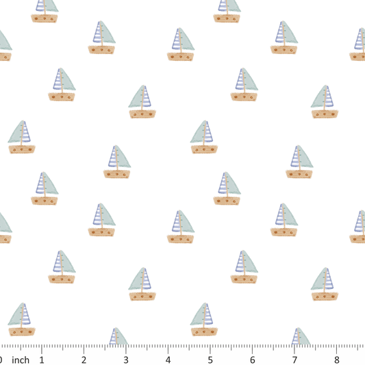 Lumelo and Ginger - Little Boats on Off-White - Shiver Coordinate