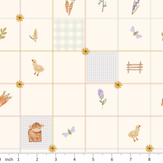 Lumelo and Ginger - Checks - on Ecru - Clove Coordinating Design