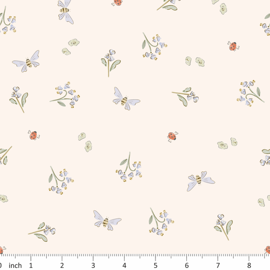 Lumelo and Ginger - Floral with Ladybugs - Fern Coordinate