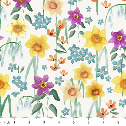 Tatra Cottage - Daffodils on Off-White - Coordinating Designs Available