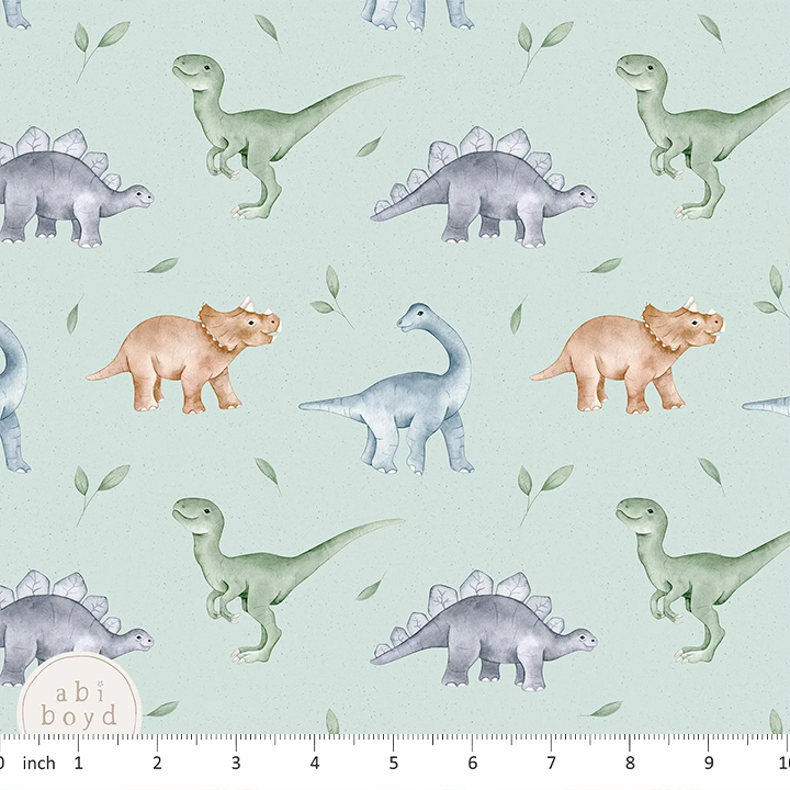 Dinosaurs on Mint Green