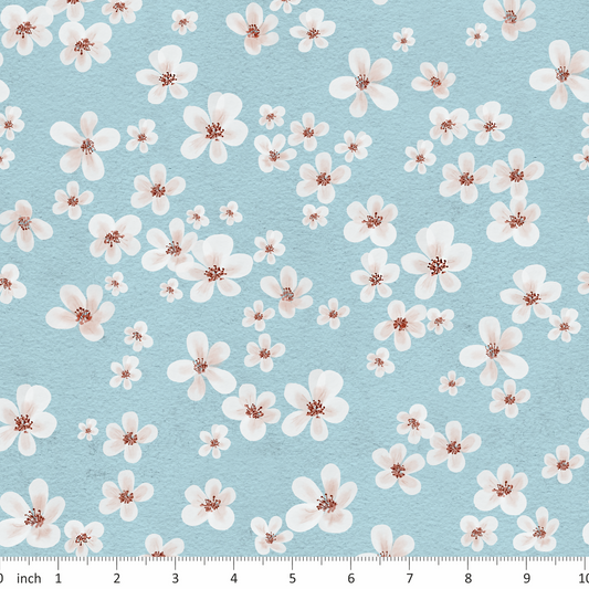 Tatra Cottage - Ditz Floral on Blue - Vintage English Roses on Blue Coordinate