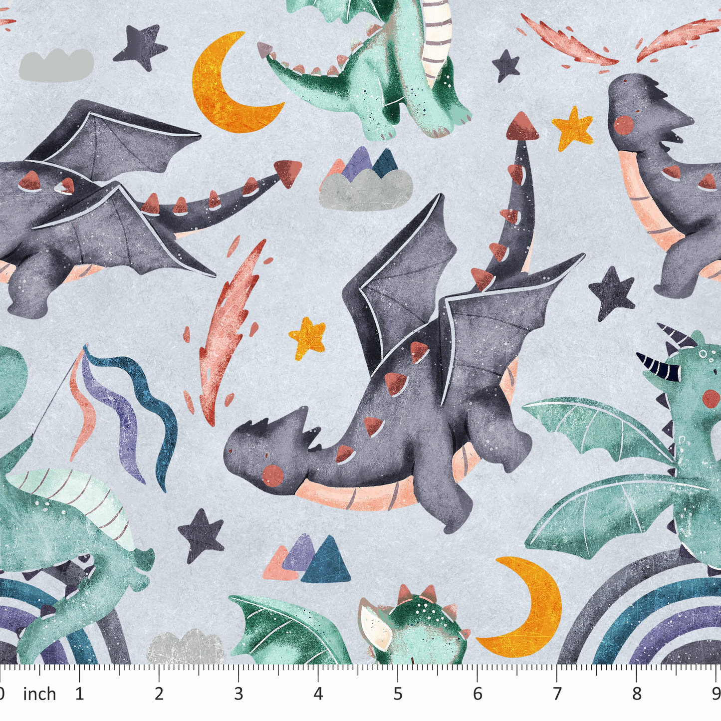 Dragons on Blue Stonewash