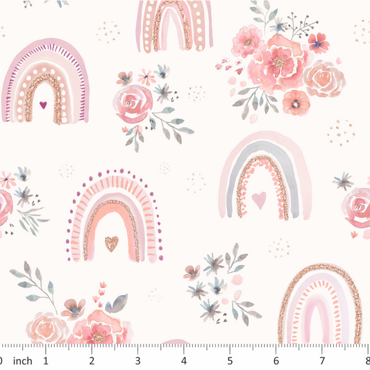 Tatra Cottage - Dreams in Bloom Collection - Rainbow Floral - on Ecru