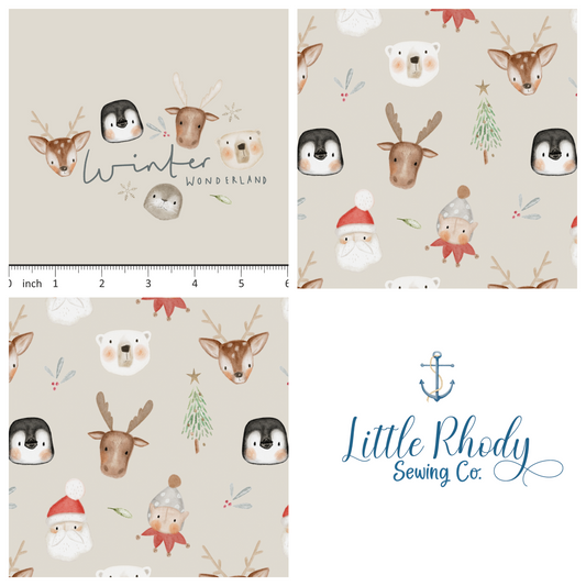 Lumelo and Ginger - Festi Bobs - on Ecru - 3 panel Set - 1 panel artwork - 2 panels coordinating print