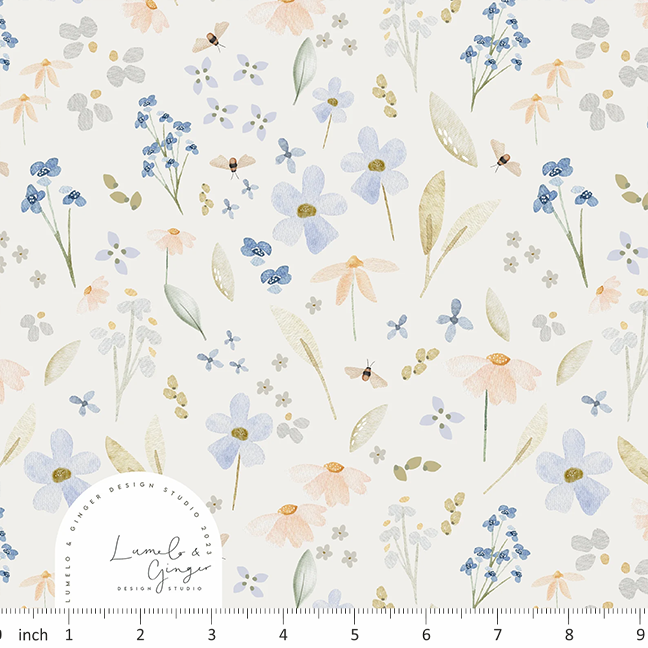 Lumelo and Ginger - Floof Floral - on Ecru
