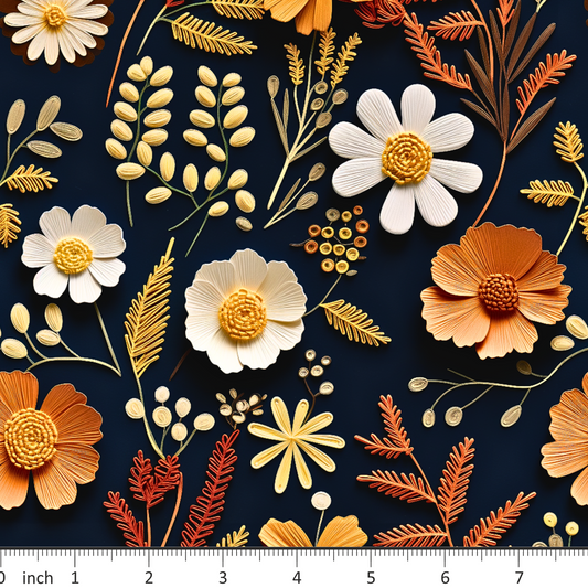 Dried Autumn Flowers on Navy
