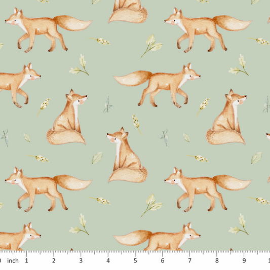Lumelo and Ginger - Hawthorn - On Light Sage - Fox - Foxes