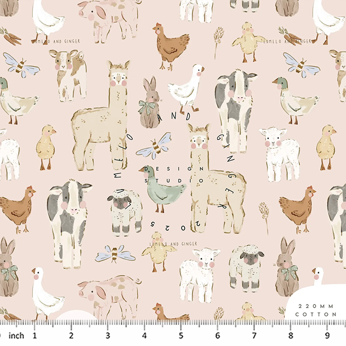 Lumelo and Ginger - Hayyes Farm - on Pink - Alpaca - Farm Animals