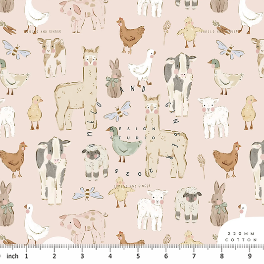 Lumelo and Ginger - Hayyes Farm - on Pink - Alpaca - Farm Animals