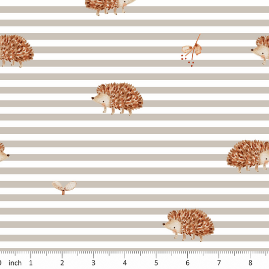 Lumelo and Ginger - Hedge - Taupe Stripes - Hedgehogs