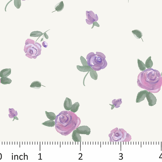 Tatra Cottage - Lilac Floral - on Off-White - Coordinating Designs Available - SMALL SCALE