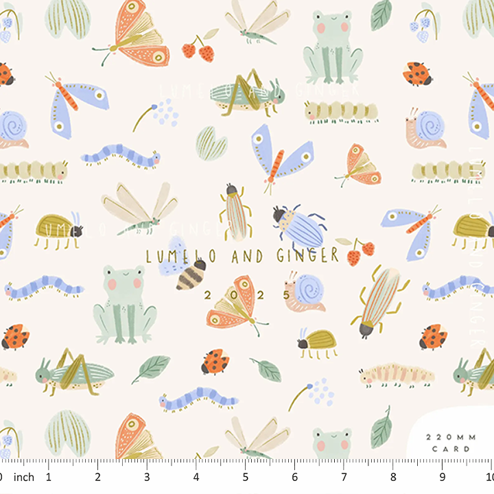 Lumelo and Ginger - Little Legs - on Ecru - Colorful Bugs - Summer Insects