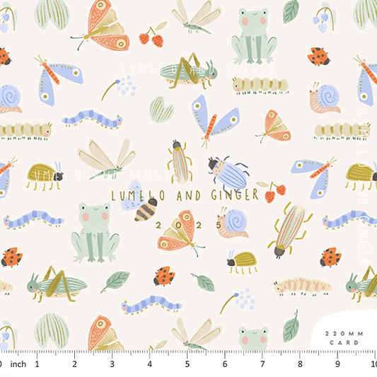 Lumelo and Ginger - Little Legs - on Ecru - Colorful Bugs - Summer Insects