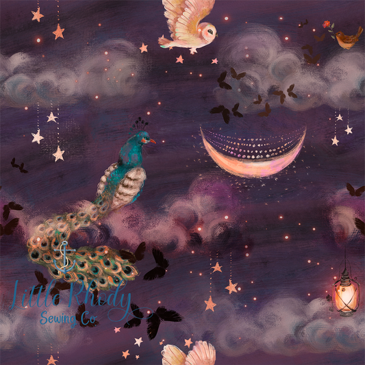Enchanted Forest at Night - Peacocks