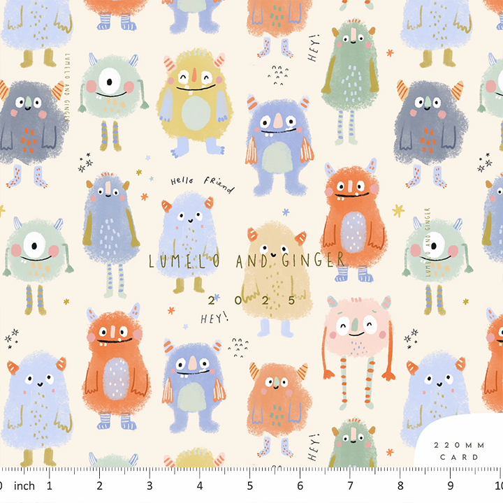 Lumelo and Ginger - Bups - Little Monsters - on Ecru