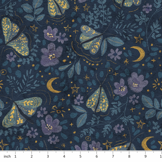 Tatra Cottage - Night Garden Moths - on Dark Blue
