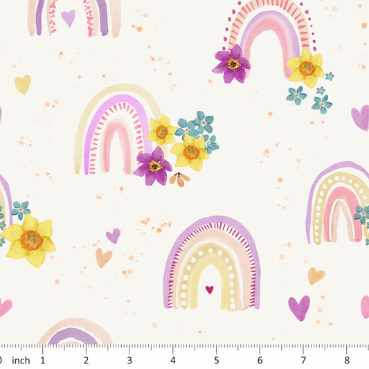 Tatra Cottage - Rainbows on Off-White - Daffodils Coordinate