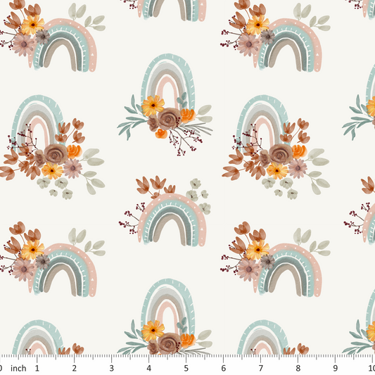 Tatra Cottage - Rainbow Floral on Off White - Coordinate for Pastel Owls
