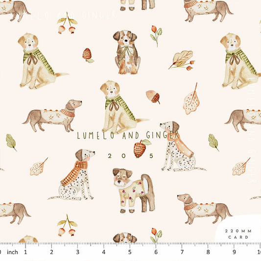 Lumelo and Ginger - Rufus - on Ecru - Autumn Dogs