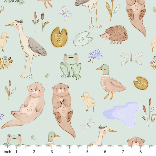 Lumelo and Ginger - Green Lake - Otters - Frogs - Cranes - Coordinating Designs Available
