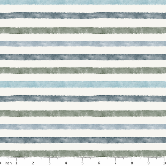 Tatra Cottage - Stripes - Vintage English Roses on Blue Coordinate