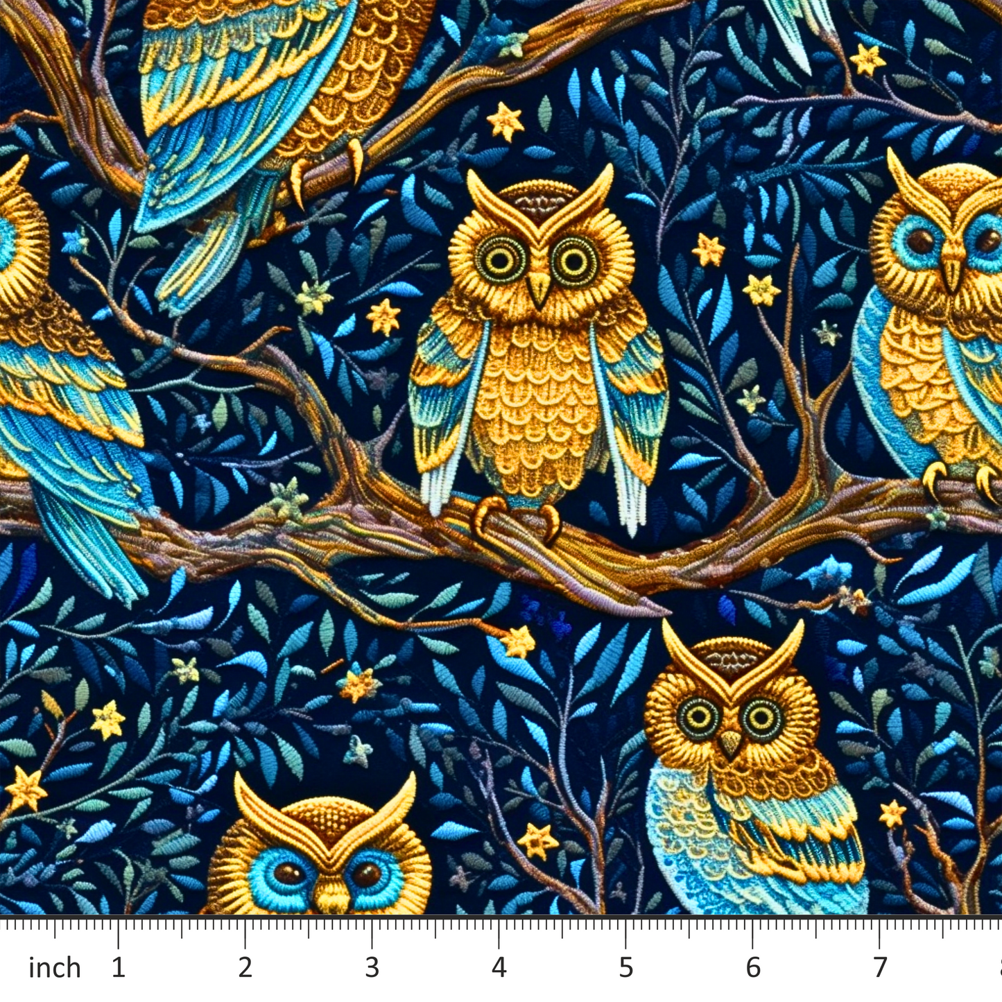 Owls on Blue