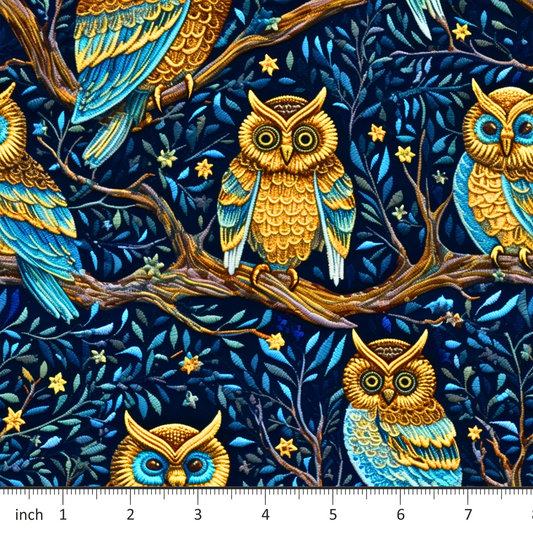 Owls on Blue