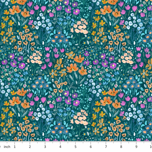 Tatra Cottage - Wildflowers on Teal - Small Scale