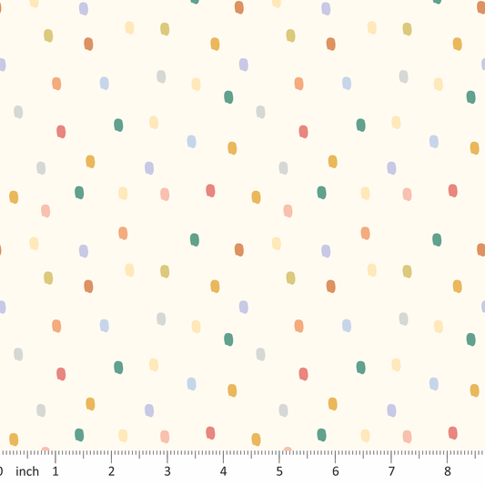 Lumelo and Ginger - Tiny Talk Coordinate - Colorful Dots on Ecru
