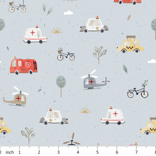 Lumelo and Ginger - Traffic - on Blue - Police - Ambulance - Firetruck - Helicopter